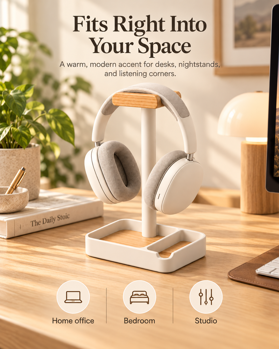 weyqr® Premium Headphone Stand with Organizer Tray