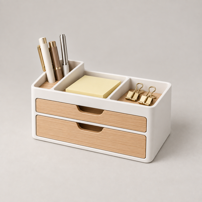weyqr® Premium Desktop Organizer with Dual Drawers