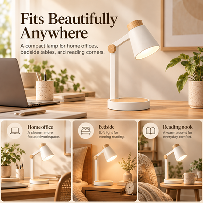 weyqr® Minimalist Wooden Accent Desk Lamp