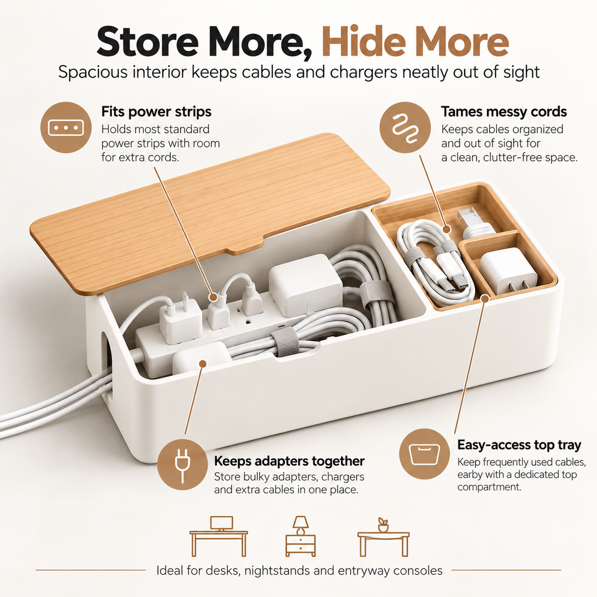 weyqr® Desktop Cable Management Box