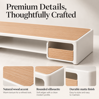 weyqr® Premium Monitor Riser with Storage Drawer