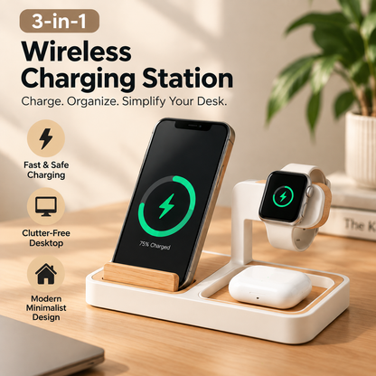 weyqr® 3-in-1 Wireless Charging Station
