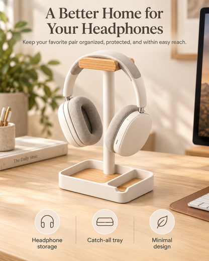 weyqr® Premium Headphone Stand with Organizer Tray