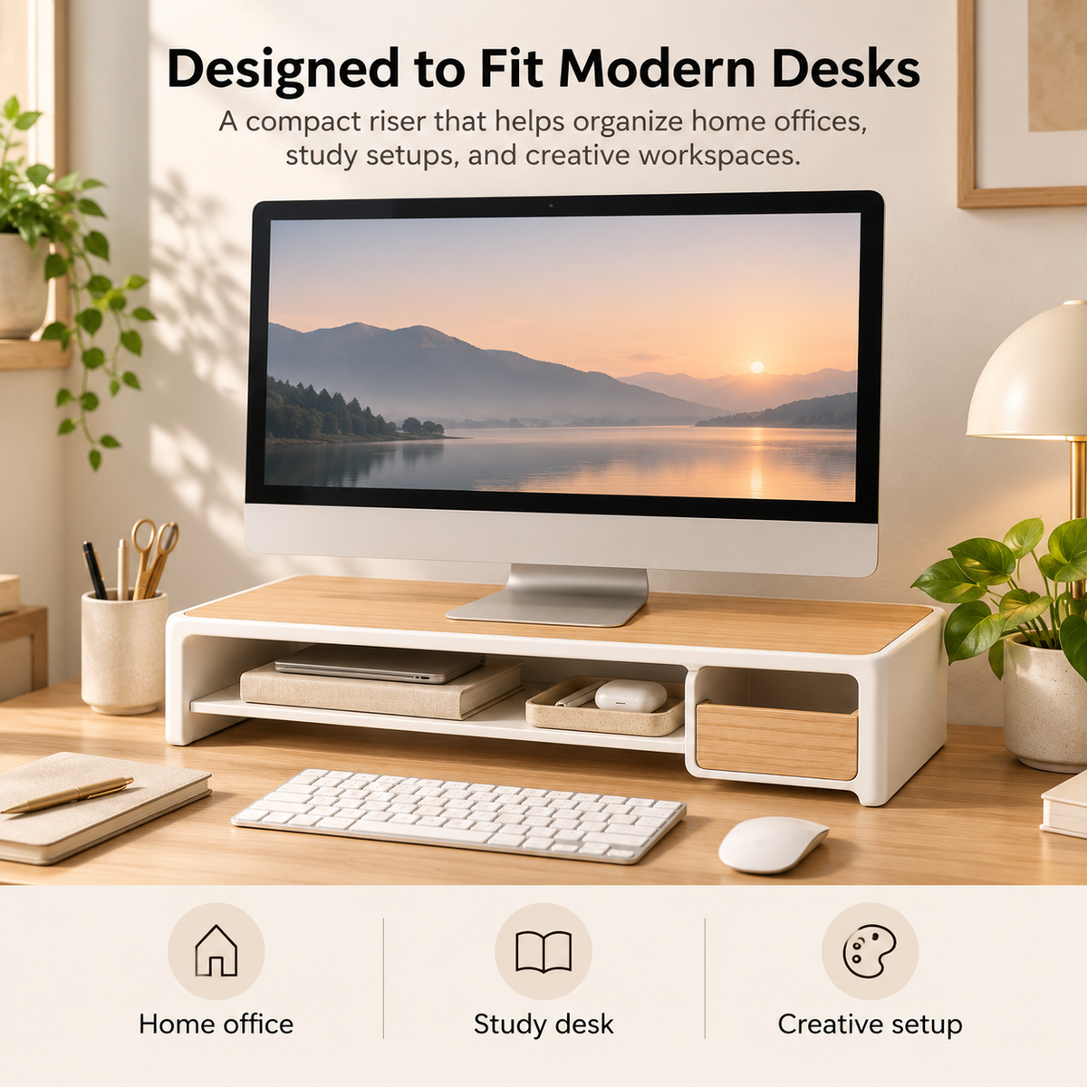 weyqr® Premium Monitor Riser with Storage Drawer