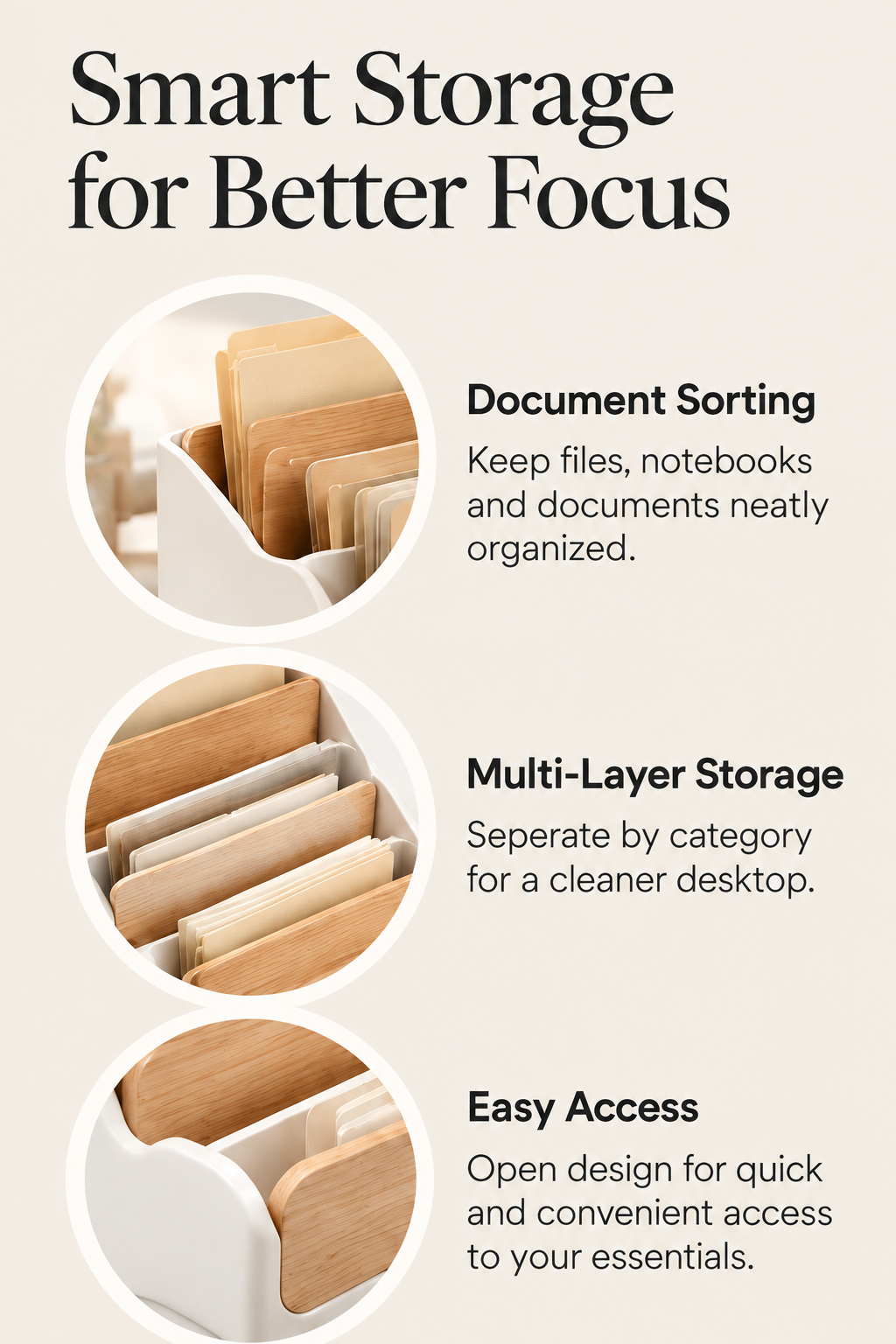 weyqr® Premium Wooden File Organizer