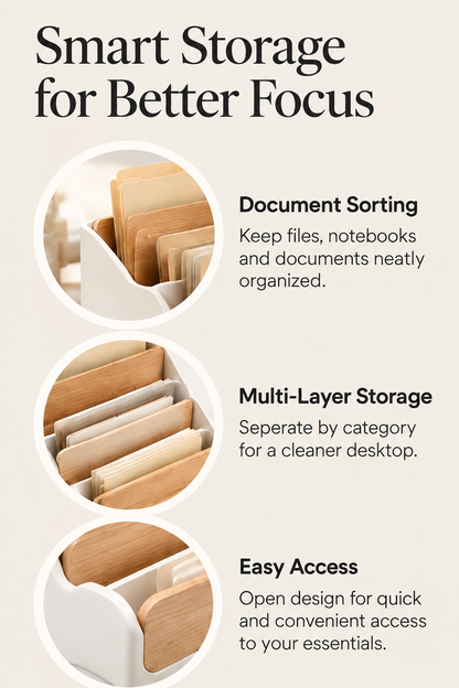 weyqr® Premium Wooden File Organizer