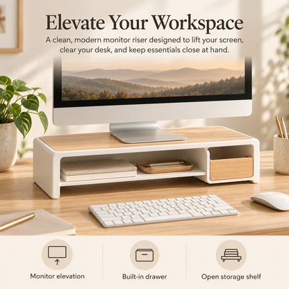 weyqr® Premium Monitor Riser with Storage Drawer