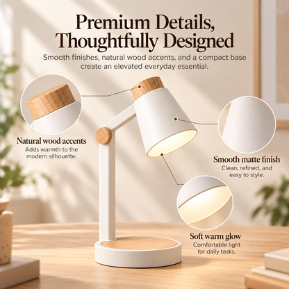 weyqr® Minimalist Wooden Accent Desk Lamp