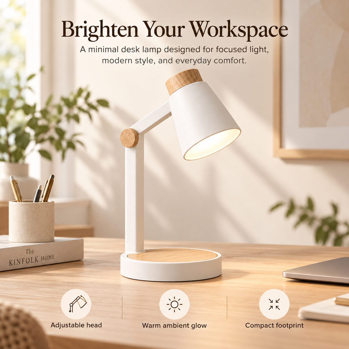 weyqr® Minimalist Wooden Accent Desk Lamp