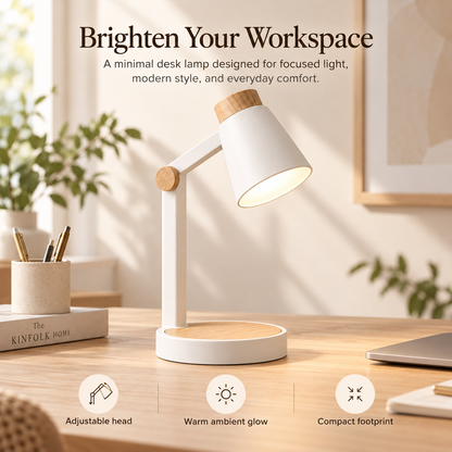 weyqr® Minimalist Wooden Accent Desk Lamp
