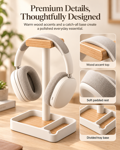 weyqr® Premium Headphone Stand with Organizer Tray