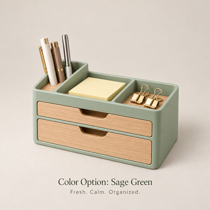 weyqr® Premium Desktop Organizer with Dual Drawers