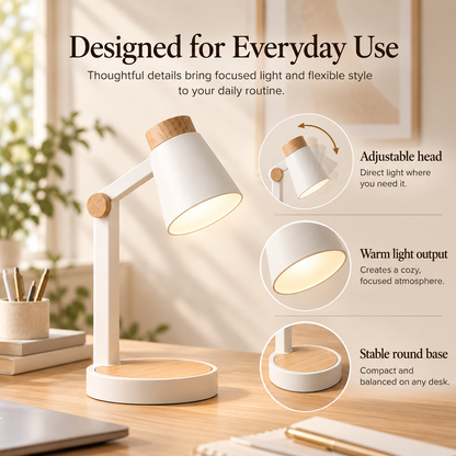 weyqr® Minimalist Wooden Accent Desk Lamp