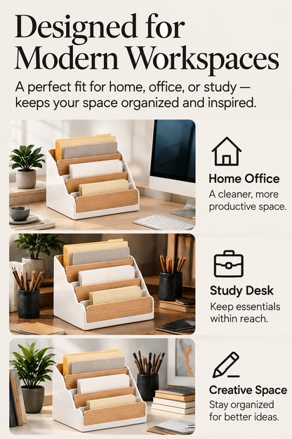 weyqr® Premium Wooden File Organizer